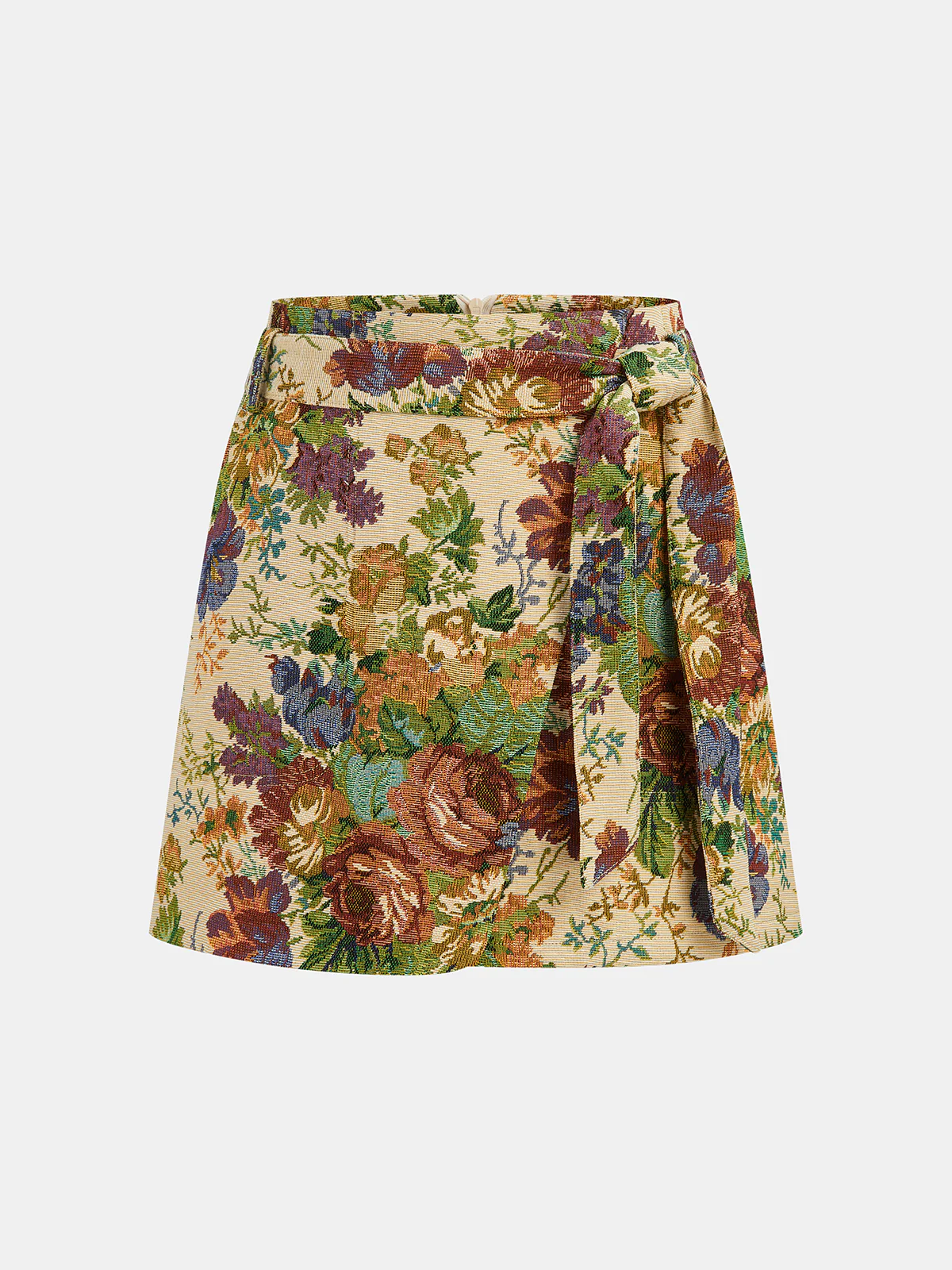 Floral Print Belted Mini Skirt