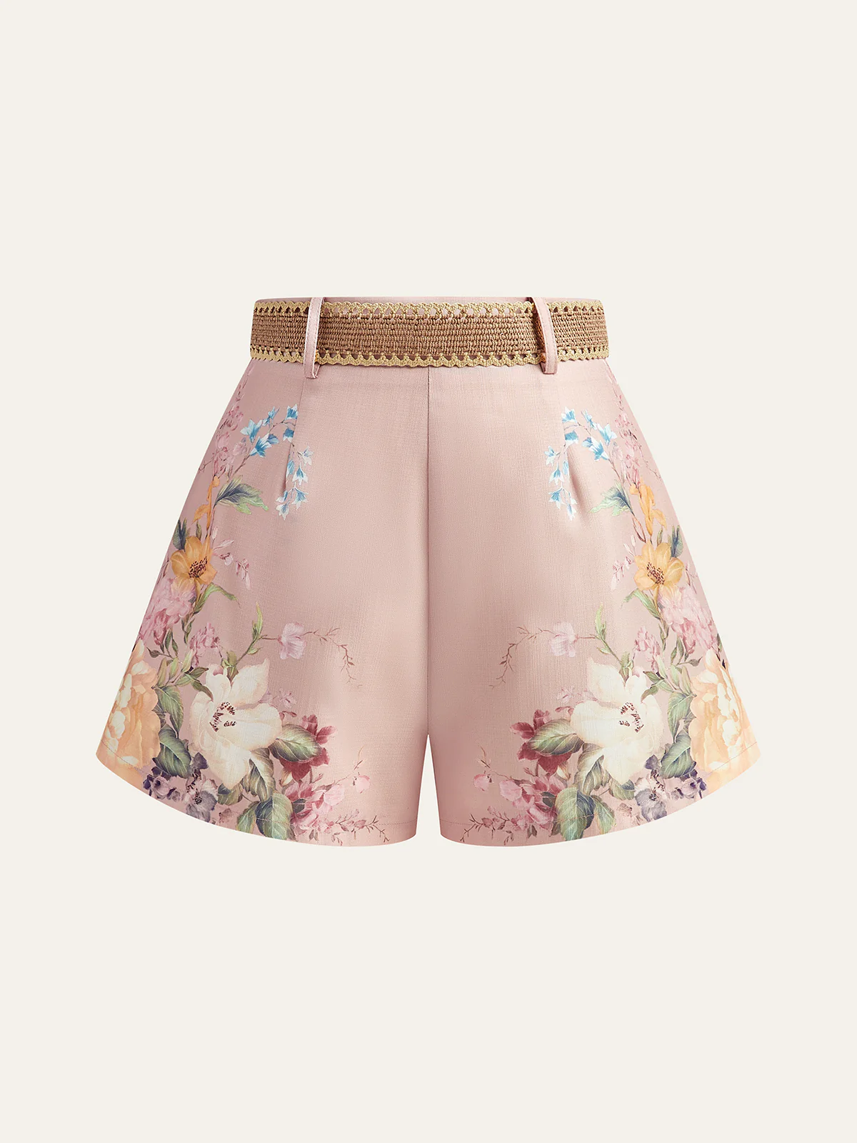 Floral Print Belted Shorts - Image 3
