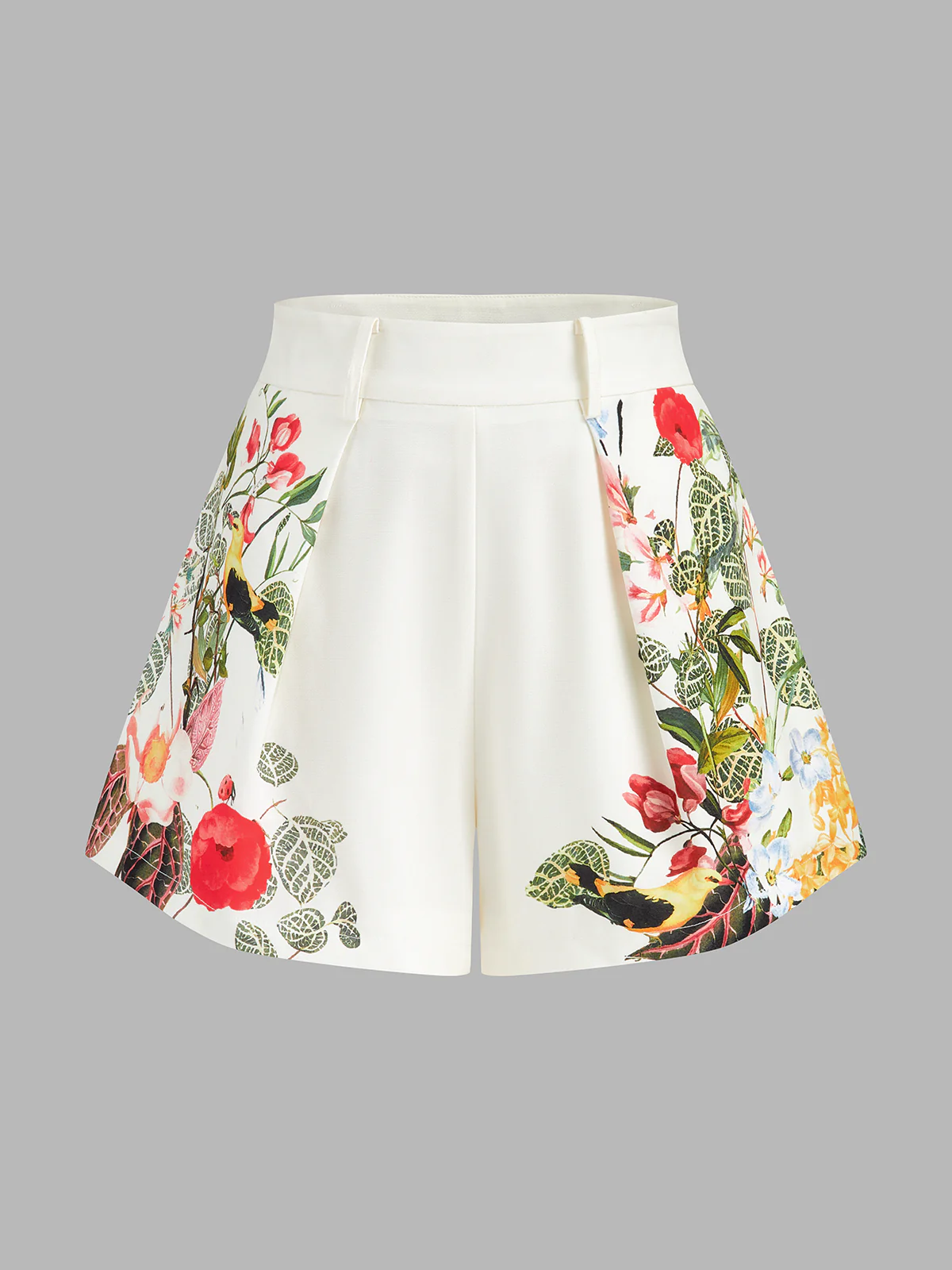 Floral Print Belted Strapless Top & Shorts Set - Image 4
