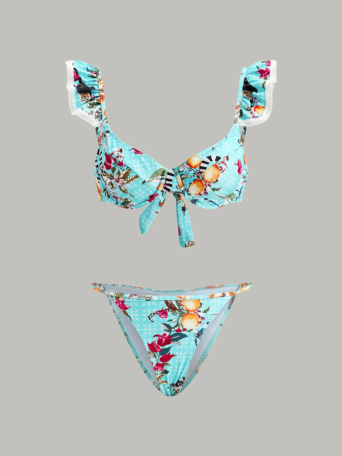 Floral Print Bikini Set With Cover-Up Skirt - Image 3