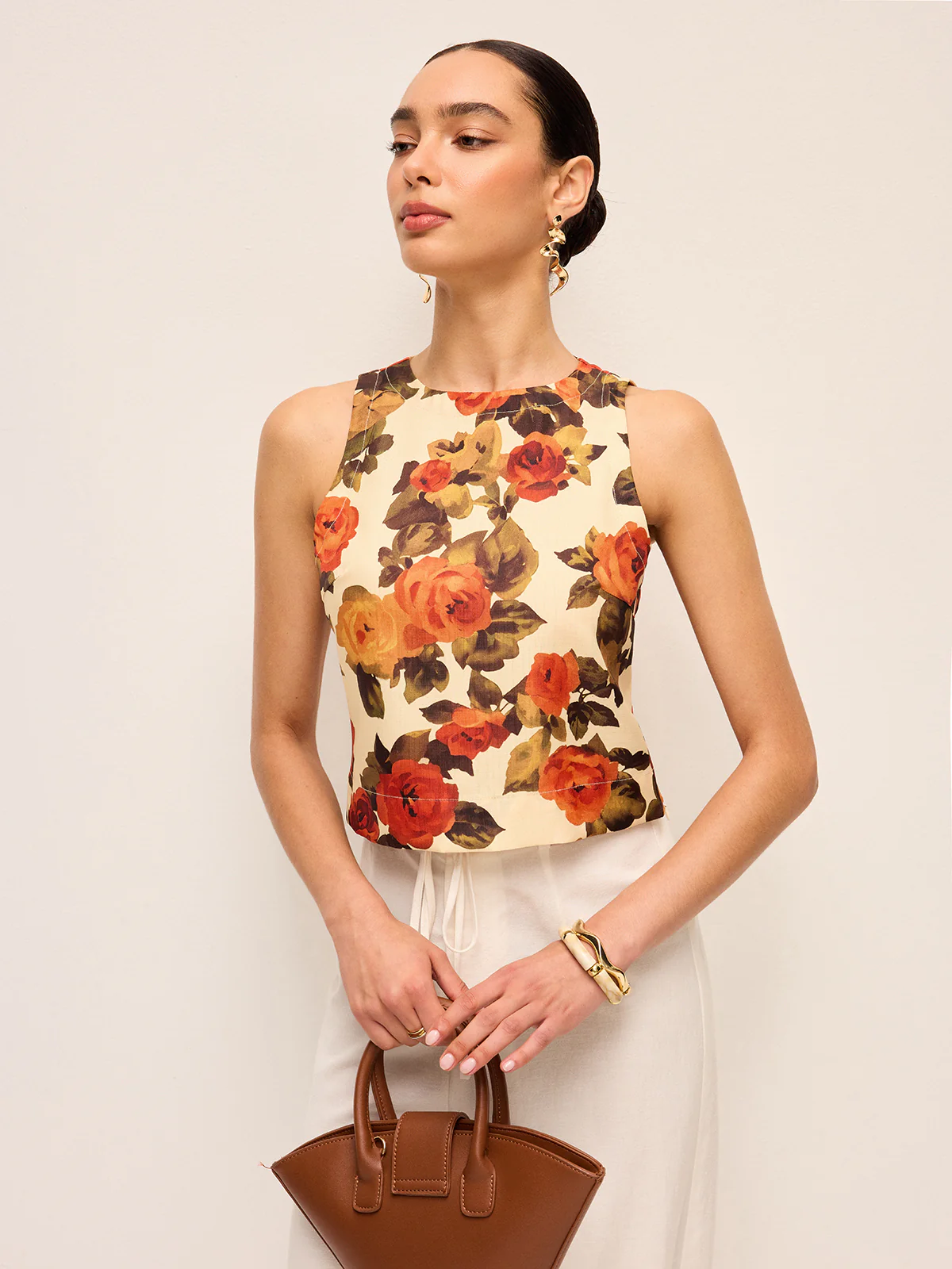 Floral Print Bow Detail Tank Top - Image 2