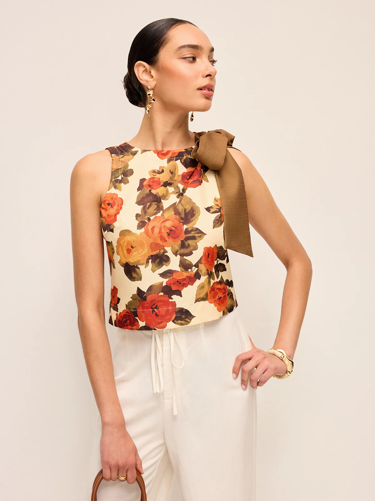 Floral Print Bow Detail Tank Top - Image 4