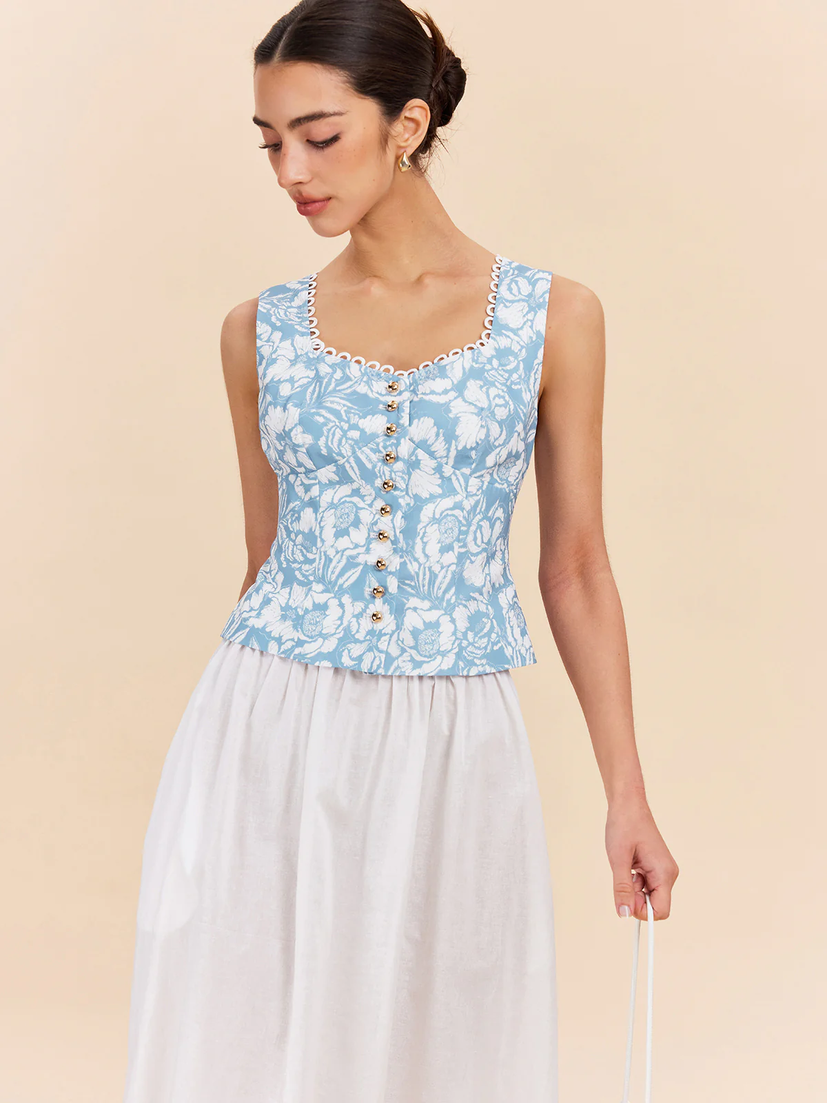 Floral Print Button-Front Top - Image 6
