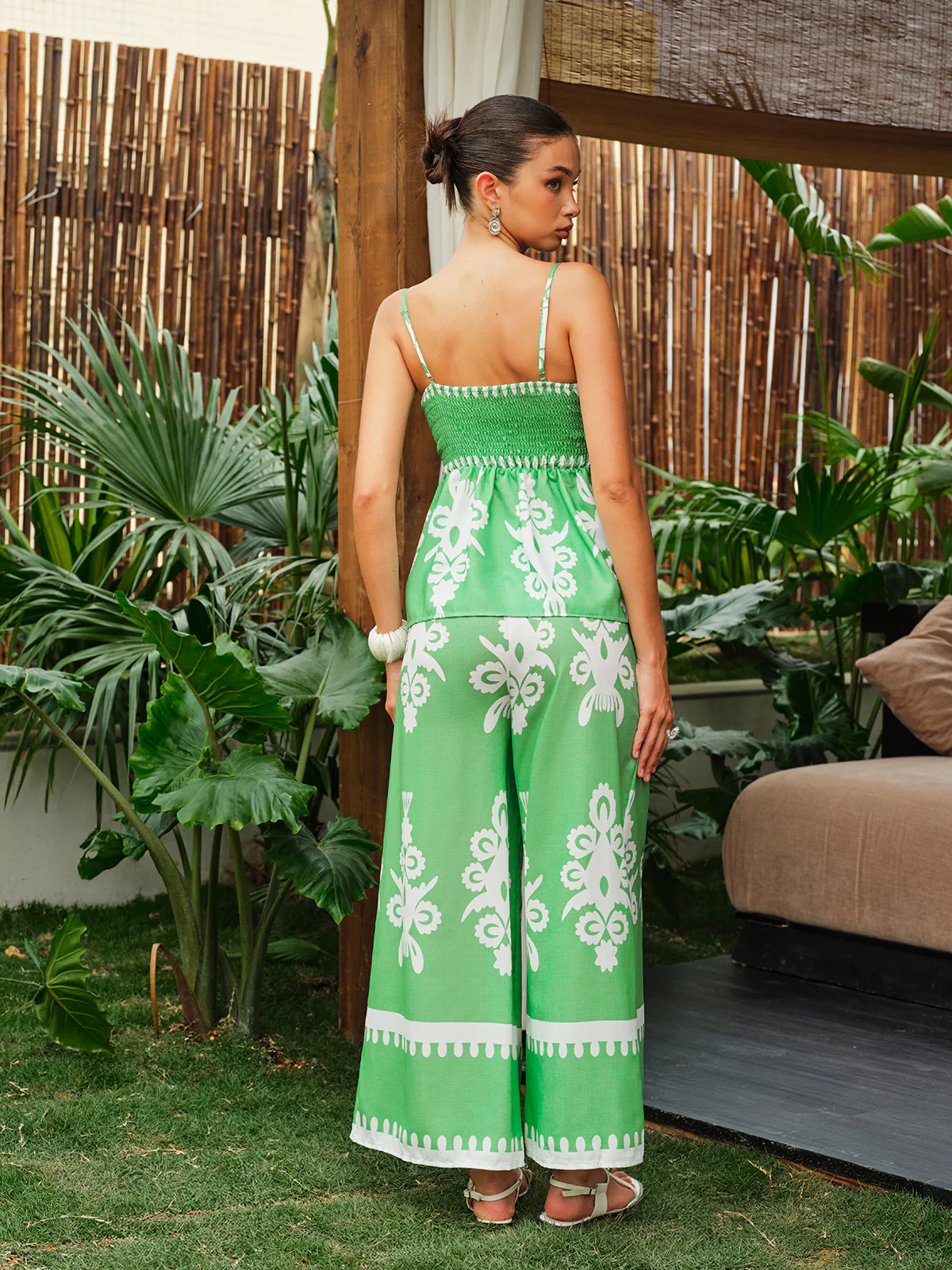 Floral Print Cami Top With Wide-Leg Pants Set - Image 6