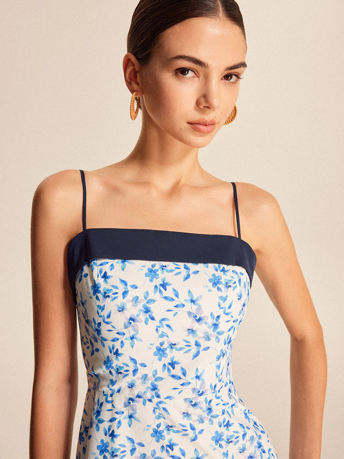 Floral Print Color Block Slip Dress - Image 5