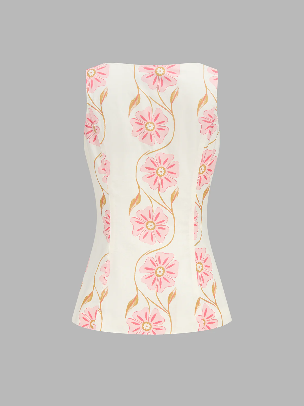 Floral Print Cotton Linen Vest & Shorts Set - Image 4