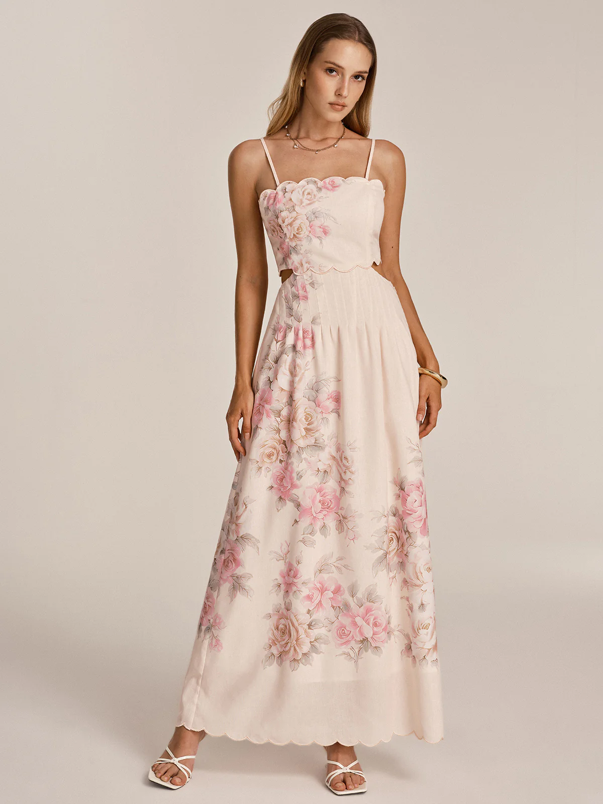 Floral Print Cut-Out Cami Maxi Dress - Image 3