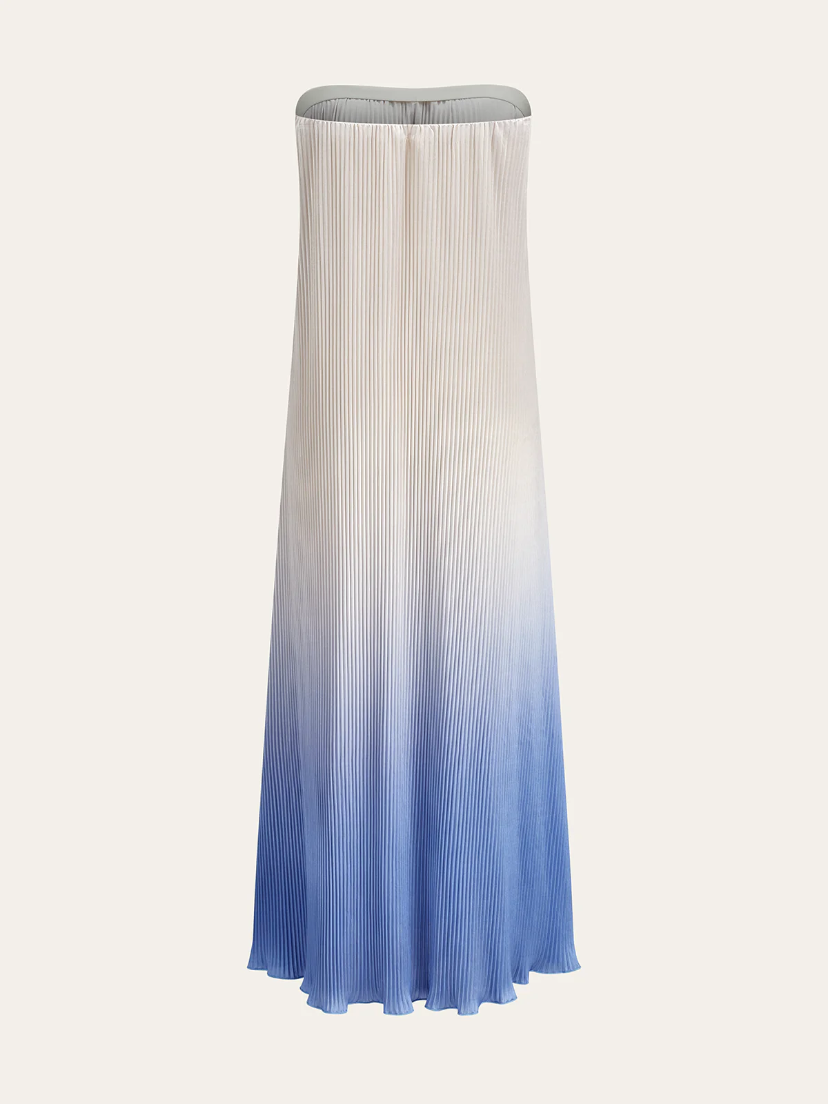 Floral Print Gradient Strapless Pleated Maxi Dress - Image 5