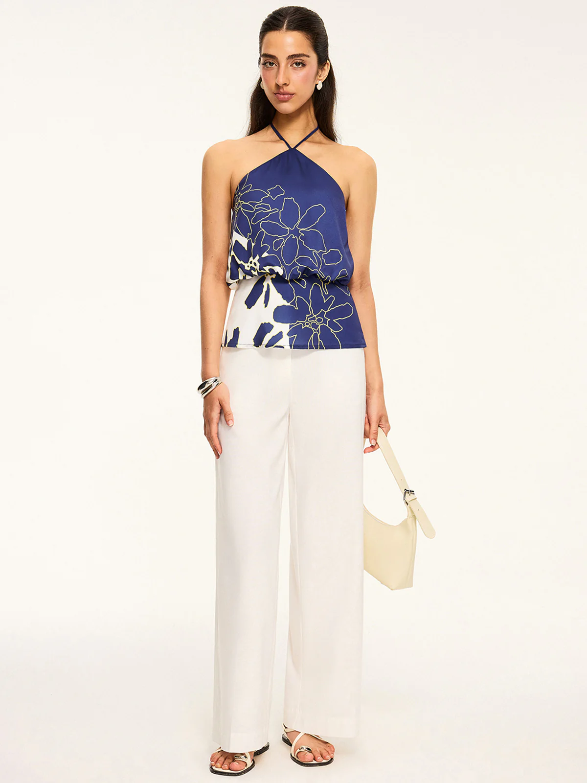 Floral Print Halter Backless Top - Image 4