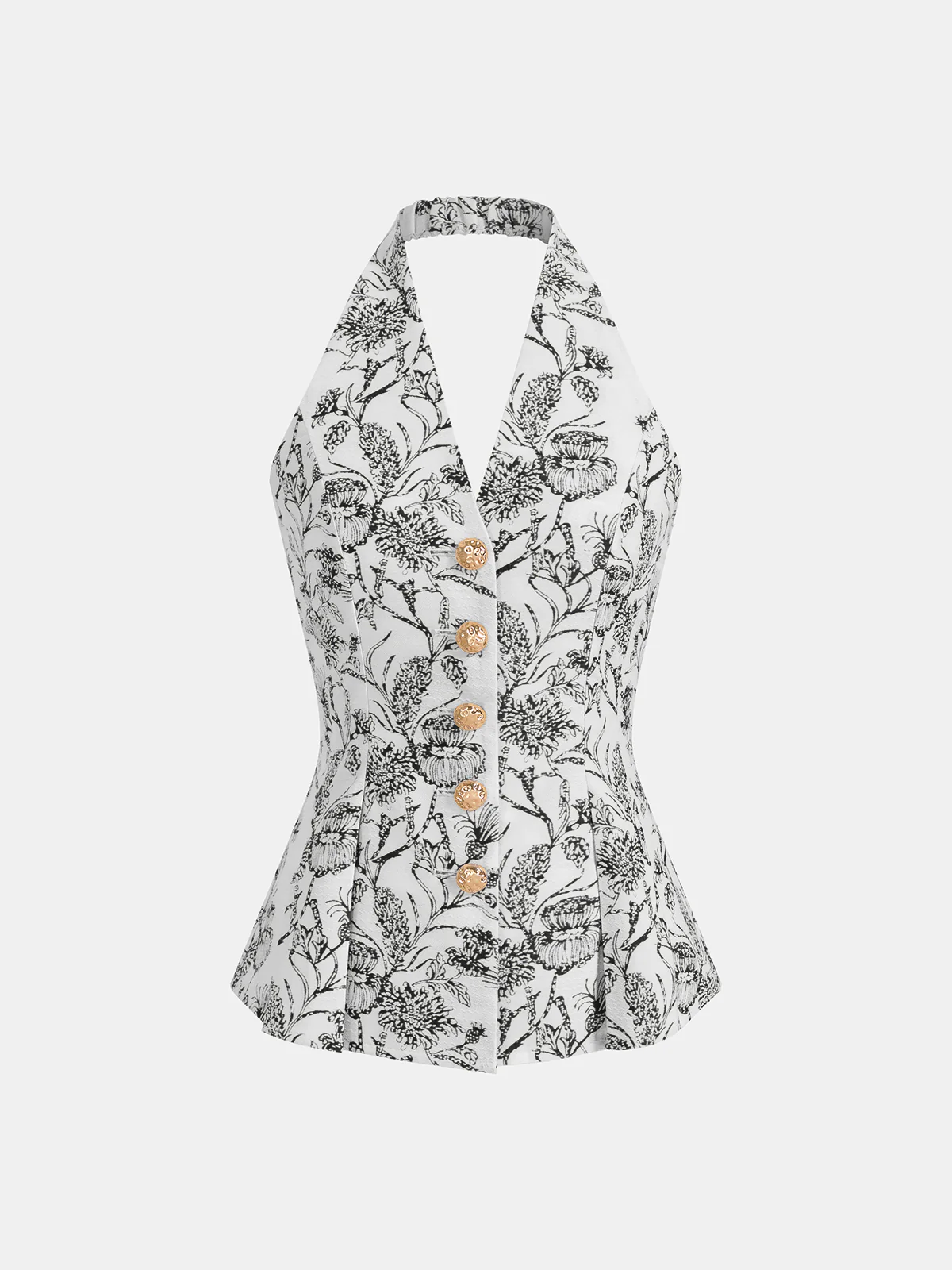 Floral Print Halter Button-Front Vest Top - Image 5