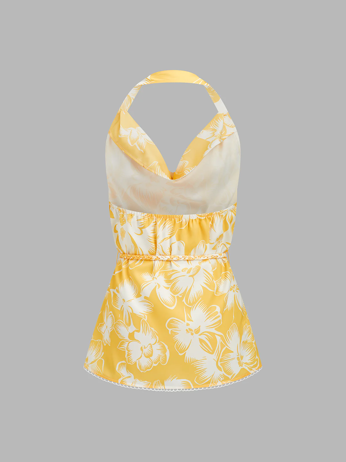 Floral Print Halter Cowl Neck Top & Shorts Set - Image 3
