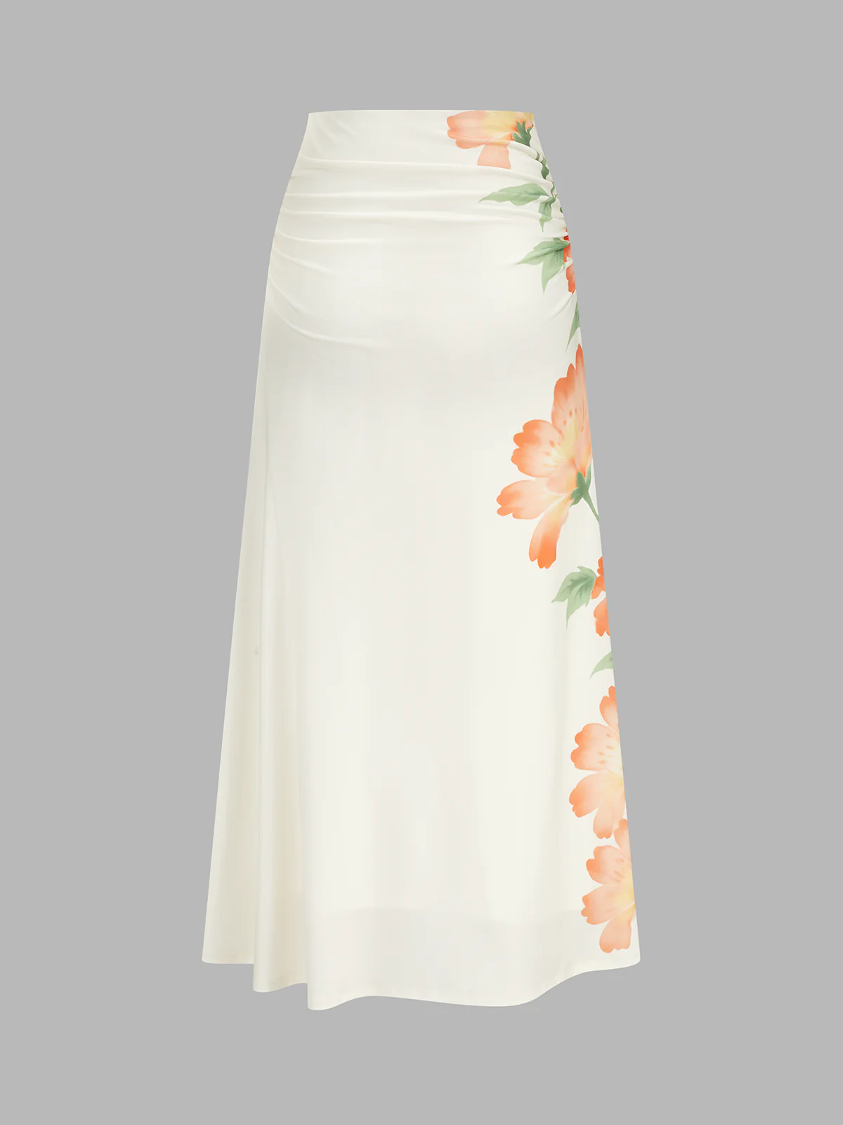 Floral Print Halter Crop Top & Ruched Skirt Set - Image 6