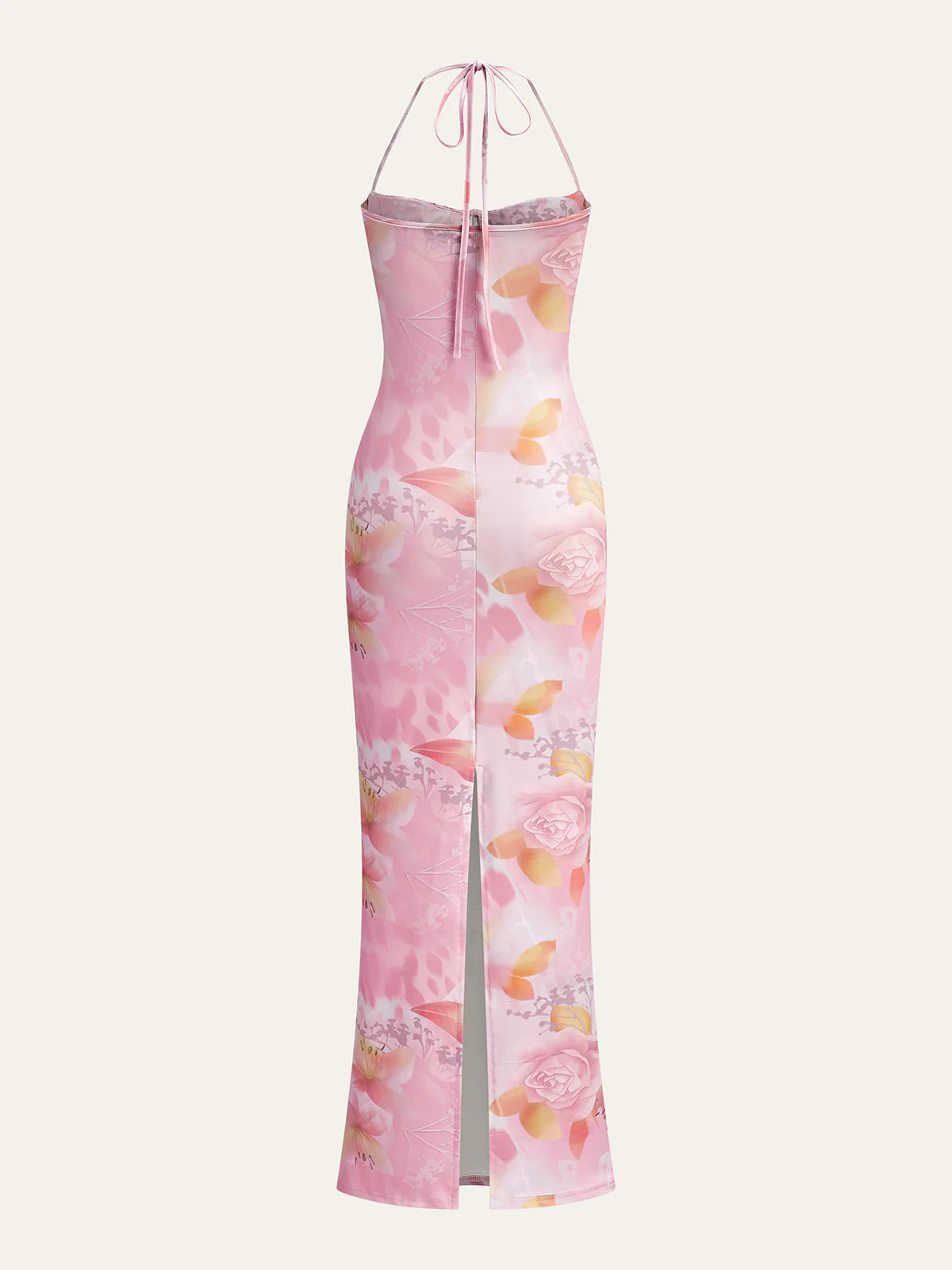Floral Print Halter Dress With Corset Detail - Image 2