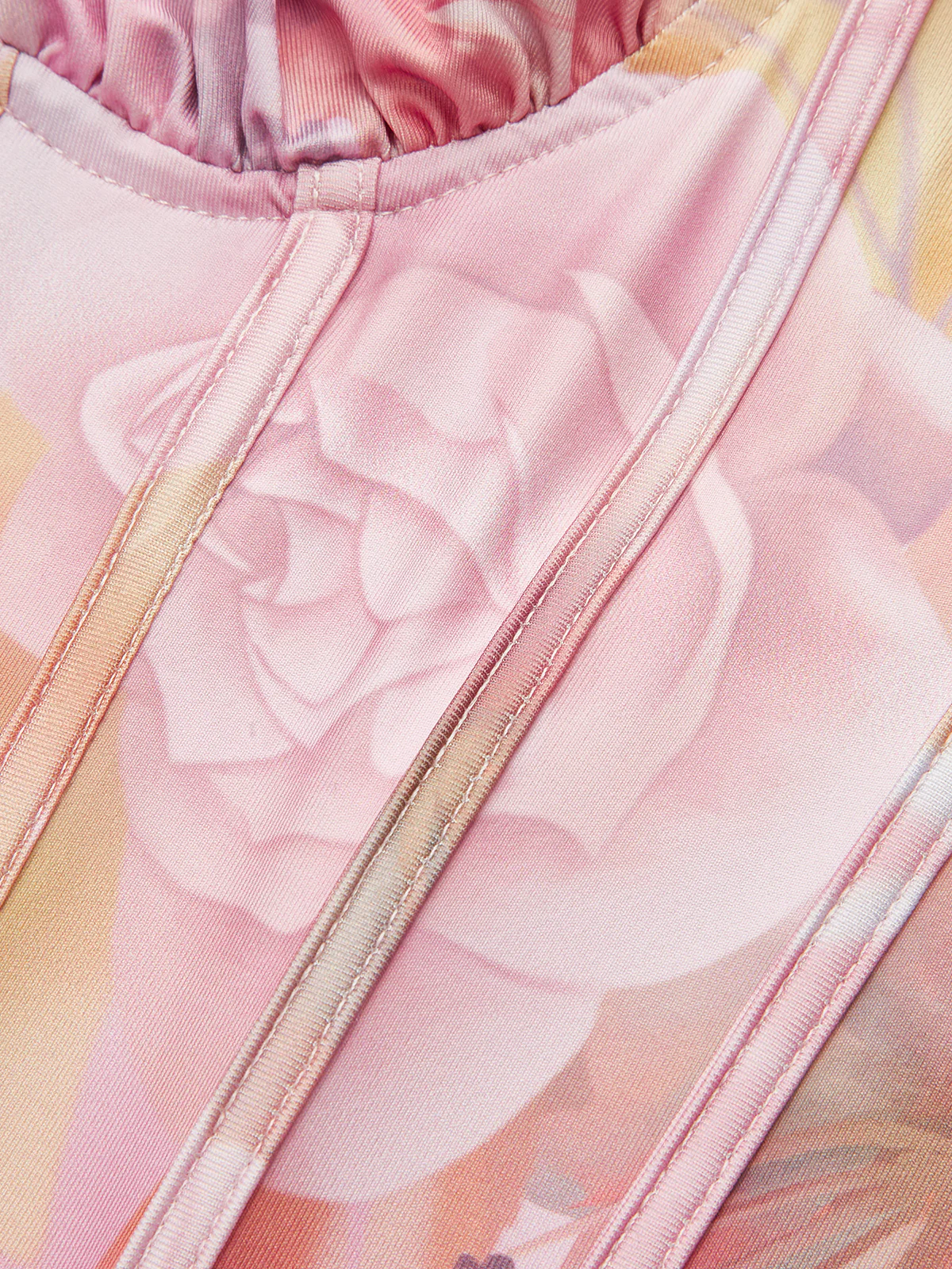 Floral Print Halter Dress With Corset Detail - Image 3