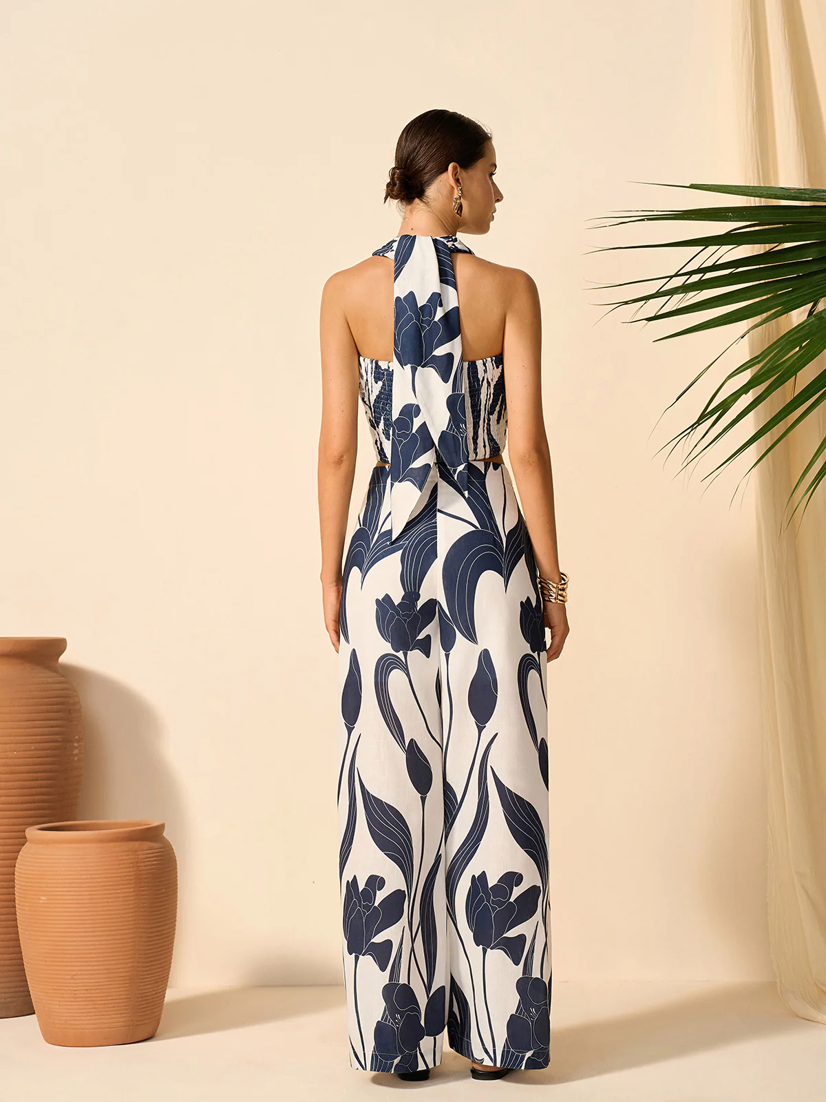 Floral Print Halter Top With Pants Set - Image 6