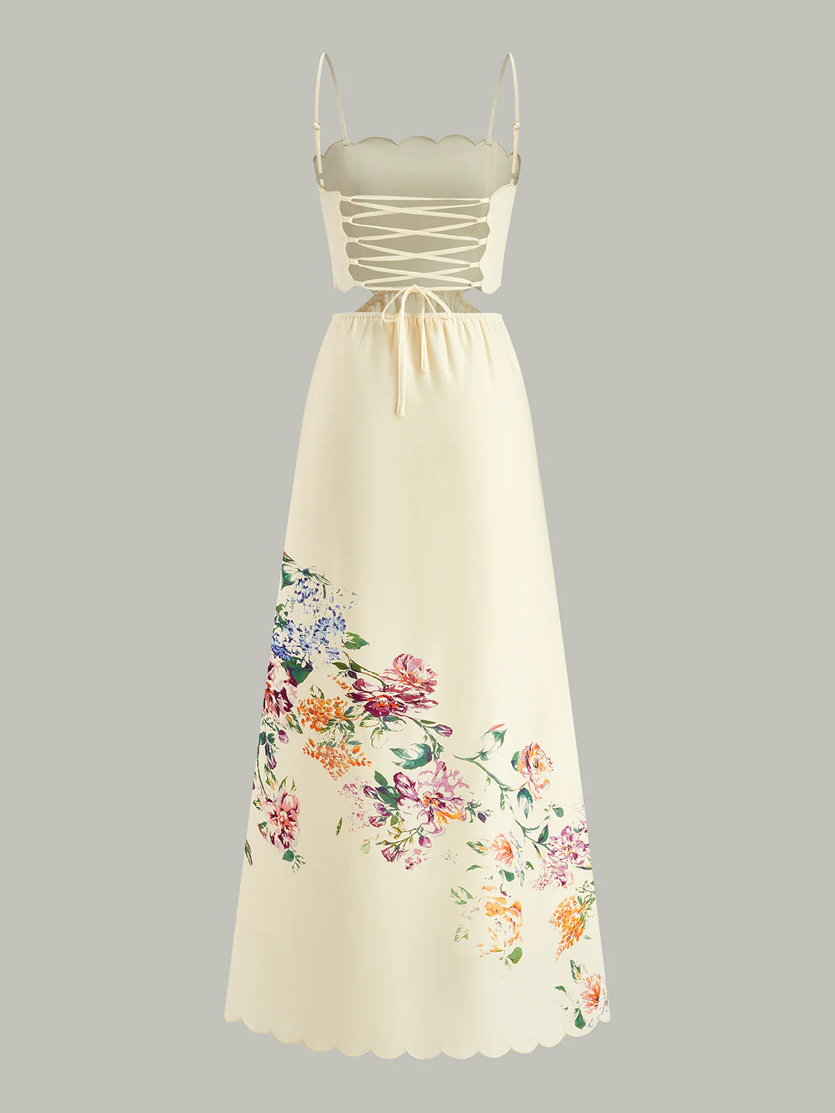 Floral Print Lace-Up Back Sleeveless Dress - Image 9