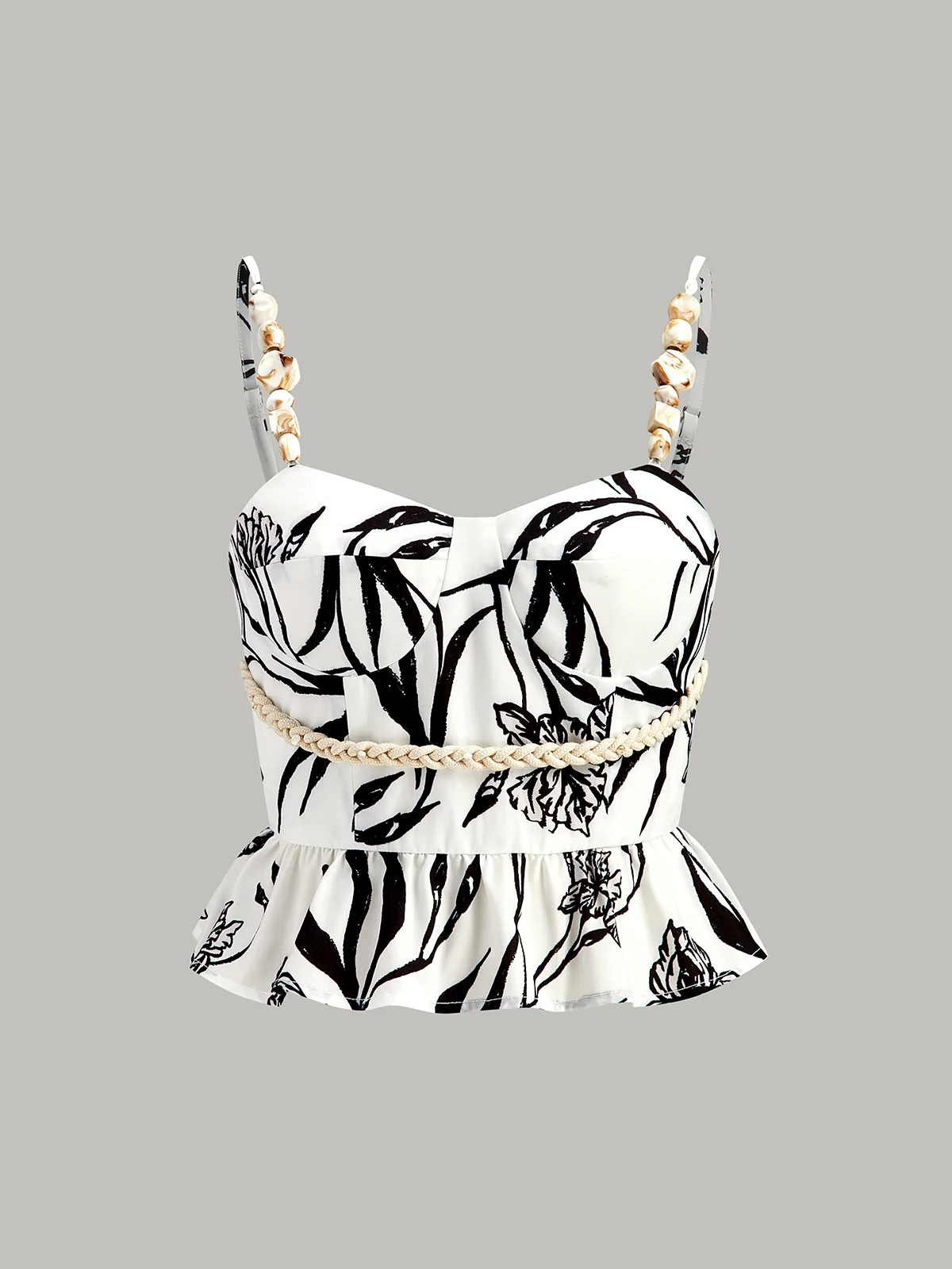 Floral Print Peplum Top With Shorts Set - Image 2