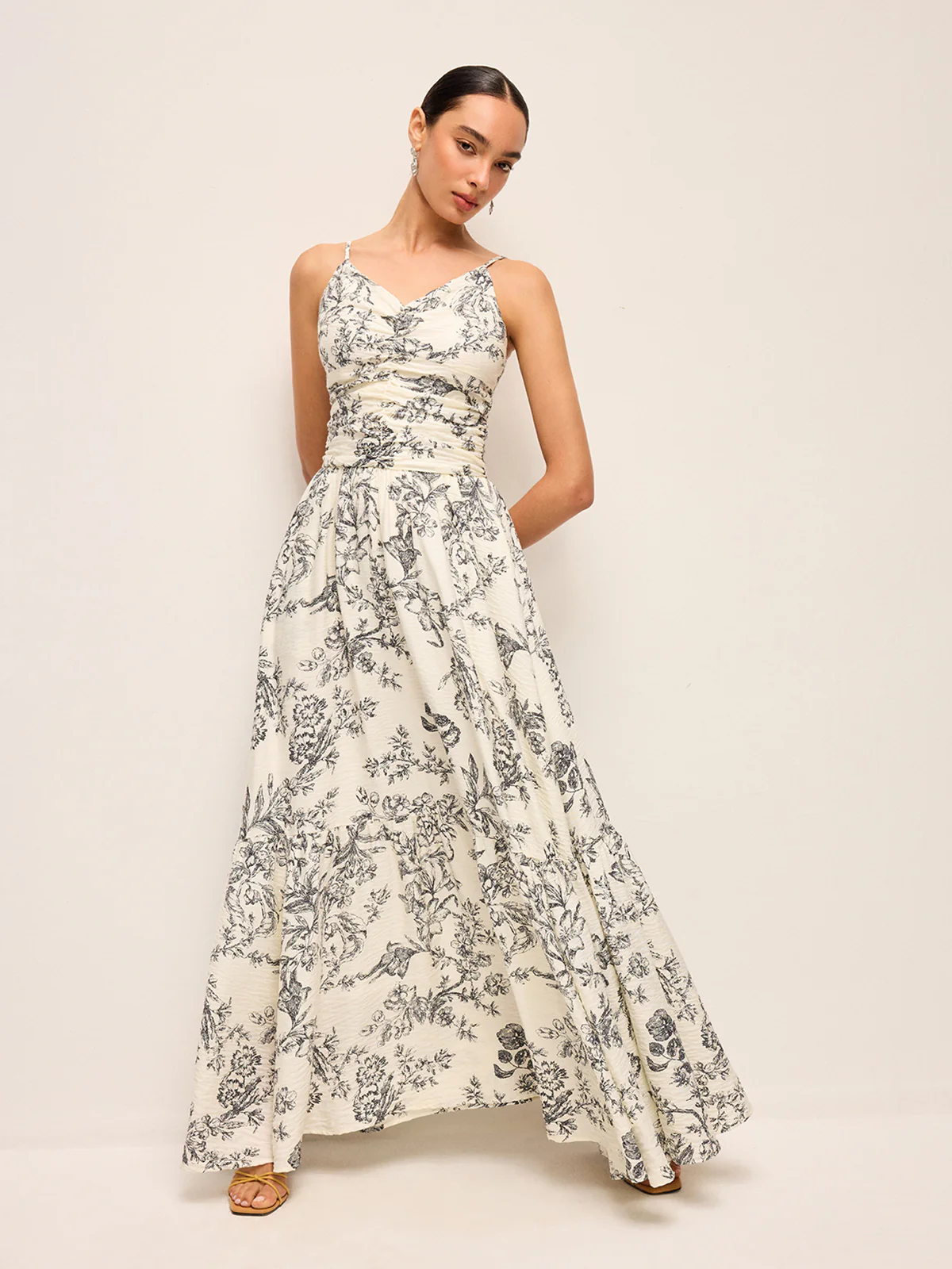 Floral Print Ruched Cami Dress - Image 2