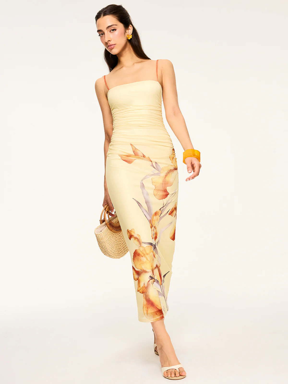 Floral Print Ruched Maxi Dress - Image 2