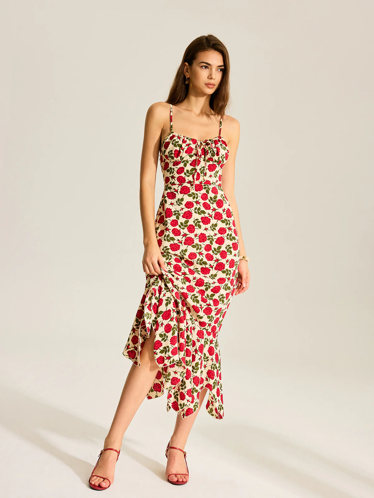 Floral Print Ruffle Hem Maxi Dress - Image 2