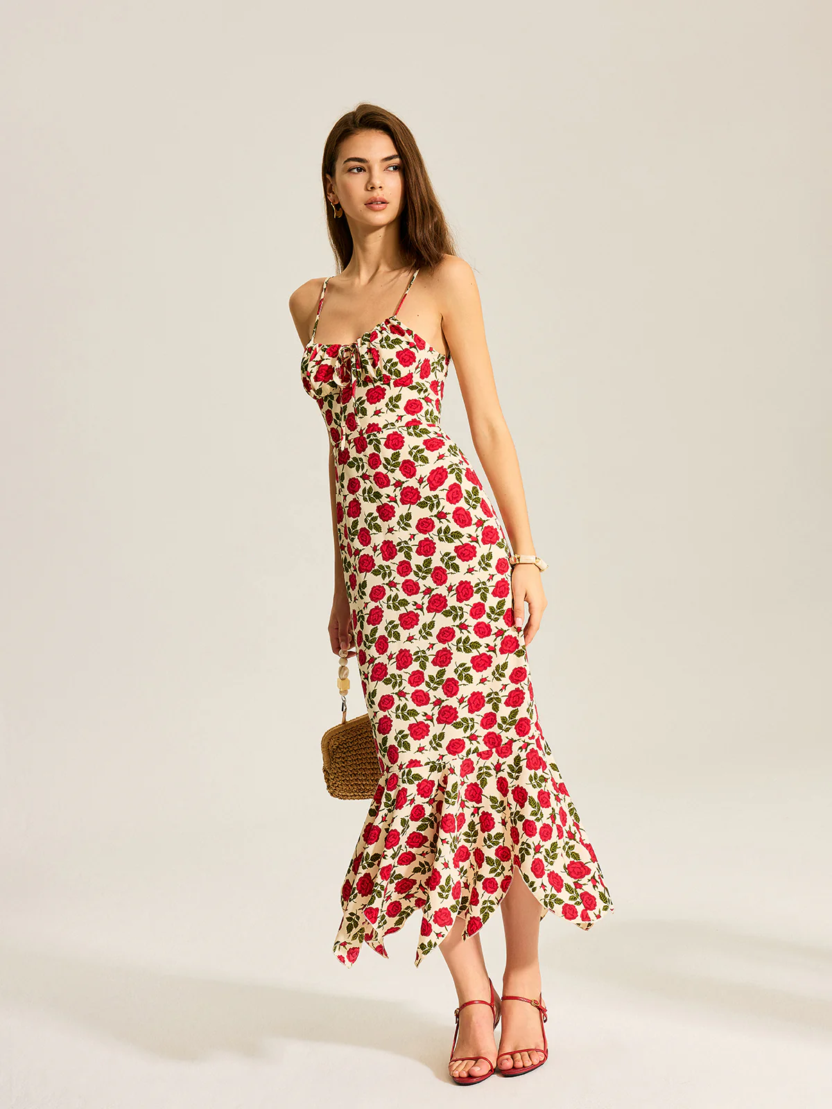 Floral Print Ruffle Hem Maxi Dress - Image 3