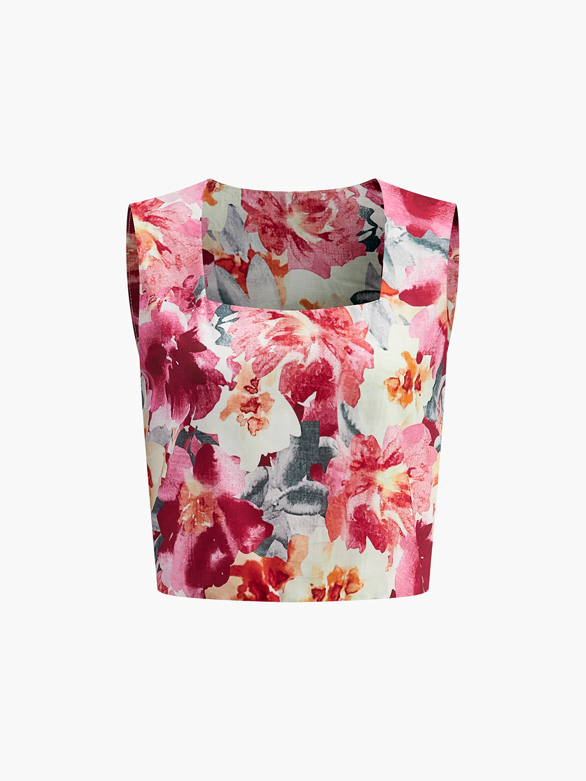 Floral Print Sleeveless Shorts Set - Image 2