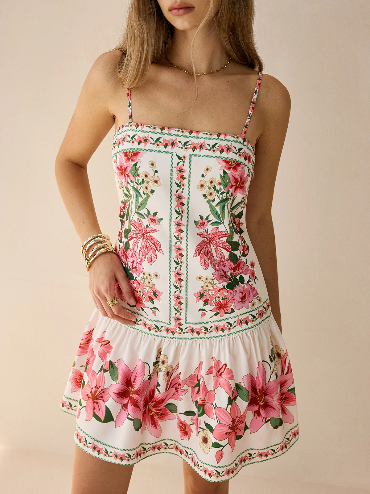 Floral Print Spaghetti Strap Mini Dress - Image 2