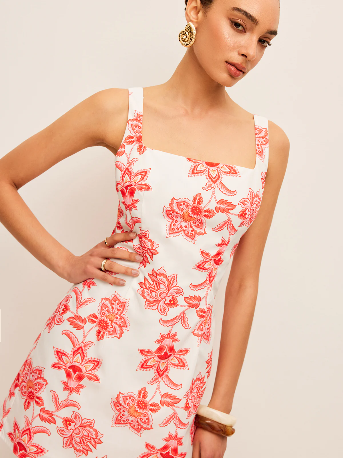 Floral Print Square Neck Dress - Image 4
