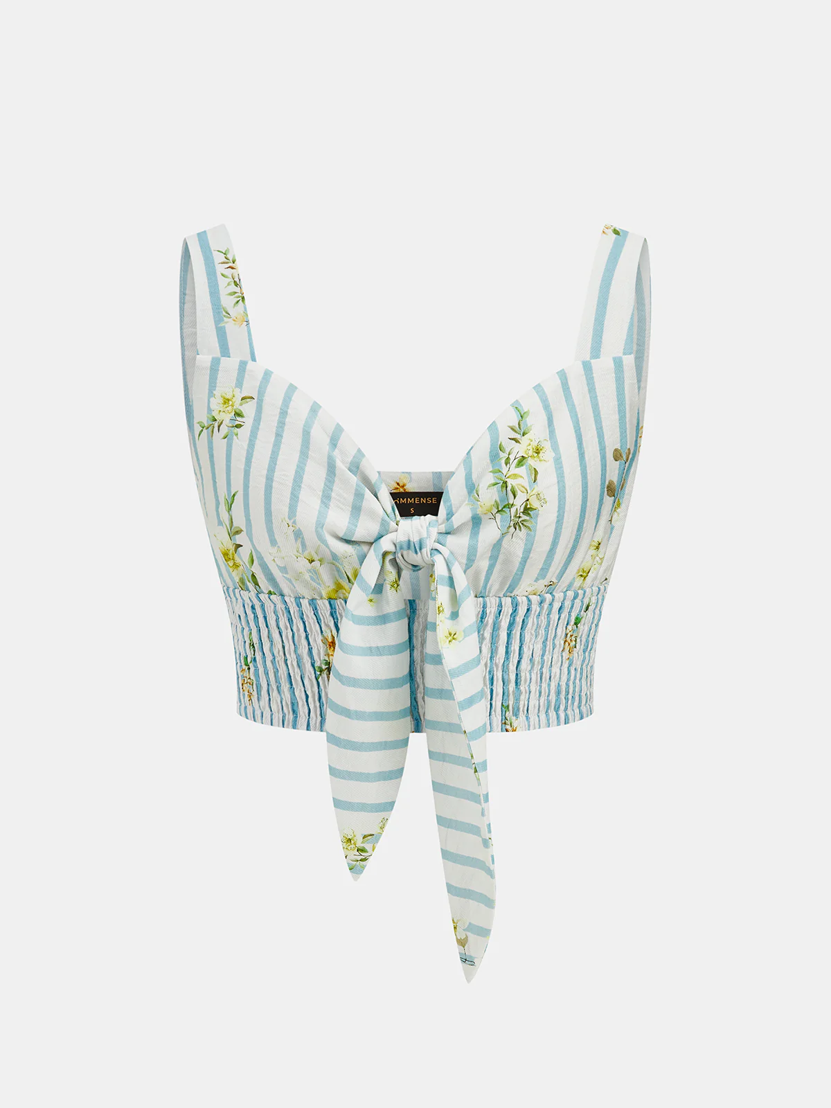 Floral Print Striped Smocked Top & Skirt Set - Image 2