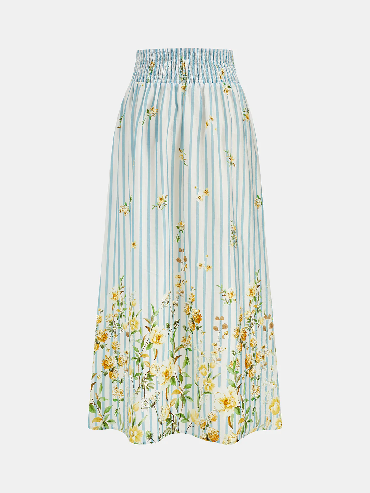 Floral Print Striped Smocked Top & Skirt Set - Image 5