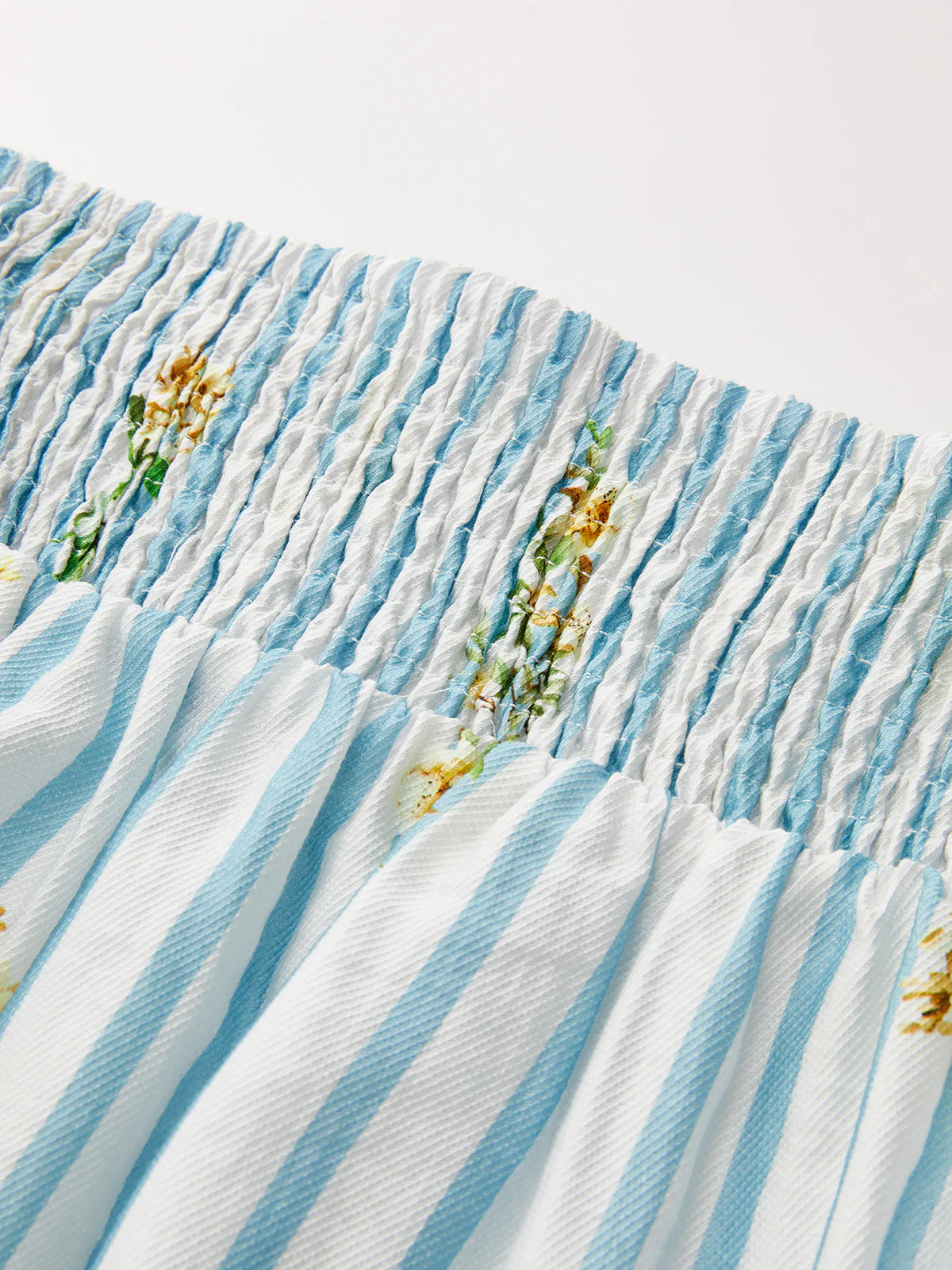 Floral Print Striped Smocked Top & Skirt Set - Image 7