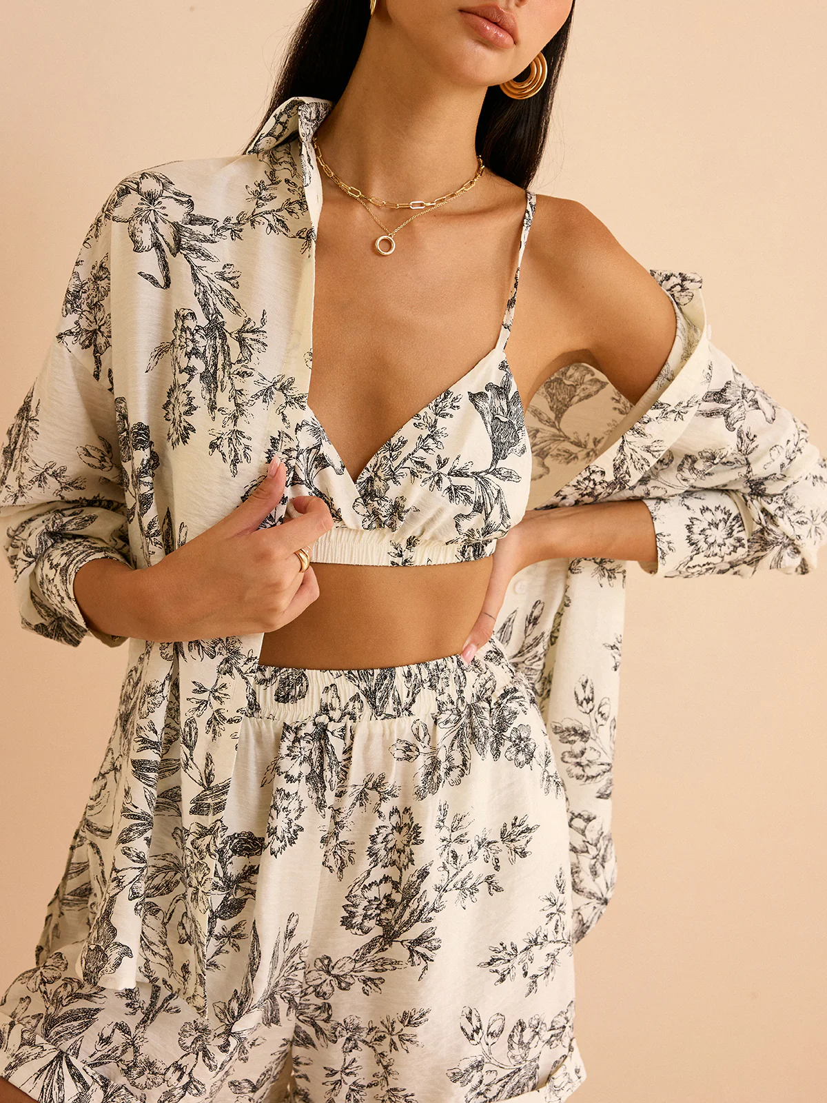 Floral Print Three-Piece Set - Image 2