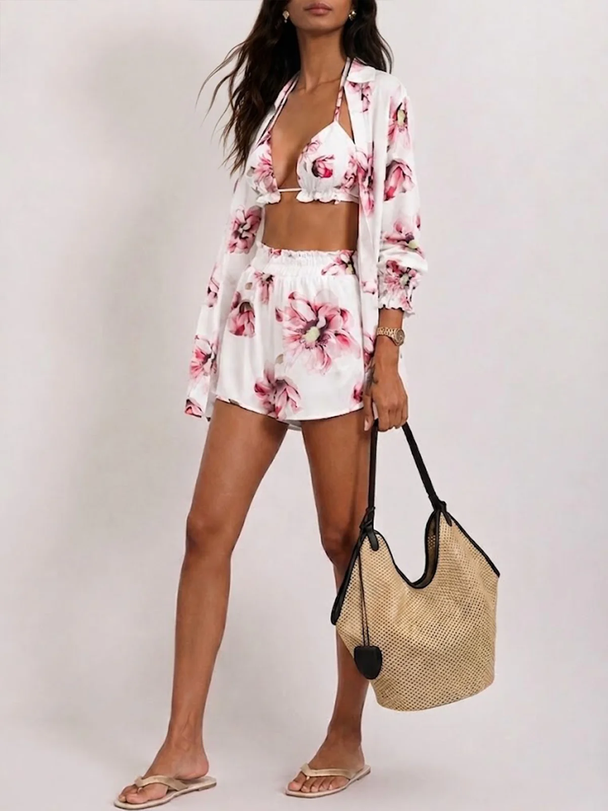 Floral Print Three-Piece Shorts Set - Image 2