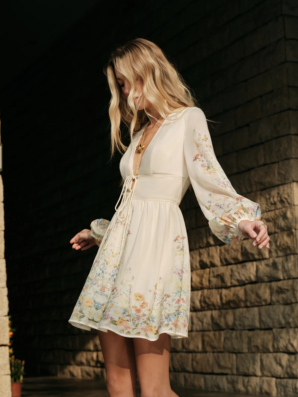 Floral Print Tie-Front Dress - Image 6