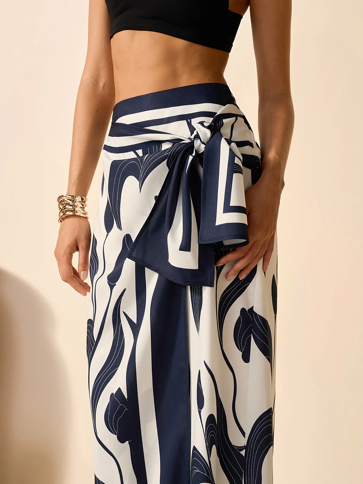 Floral Print Tie-Waist Skirt - Image 5