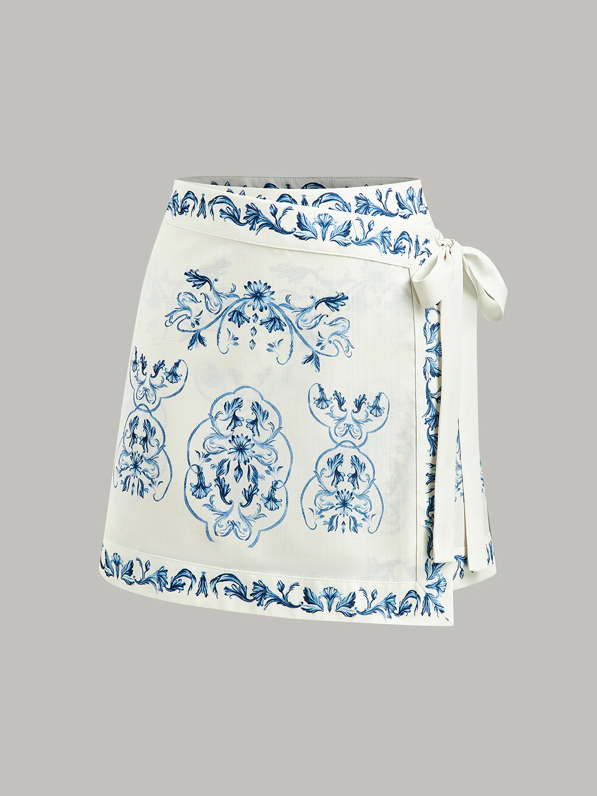 Floral Print Tie-Waist Wrap Skirt