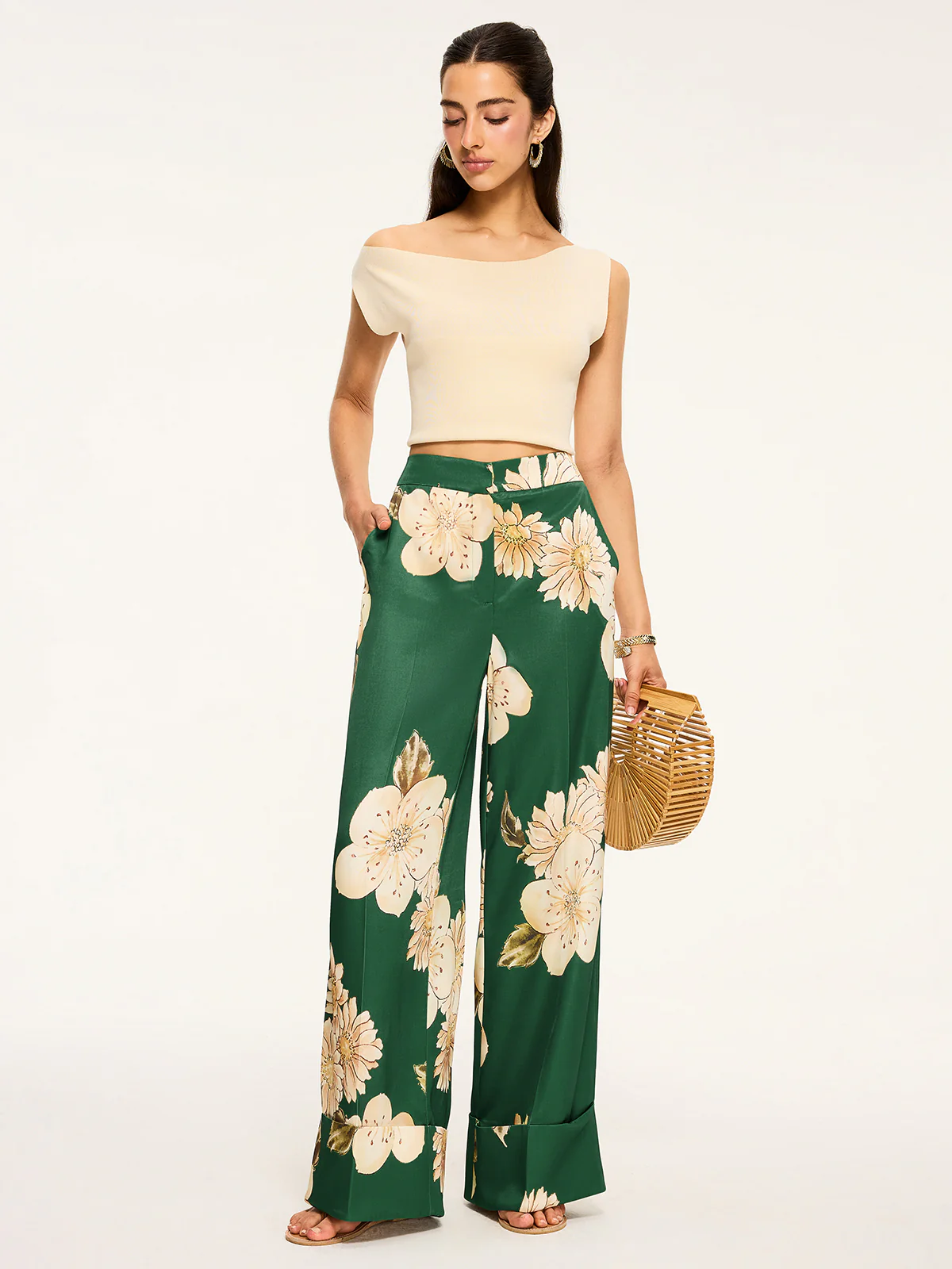Floral Print Wide-Leg Pants - Image 2