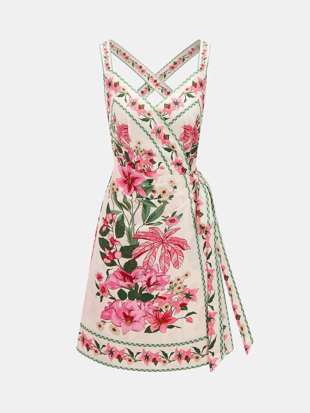 Floral Print Wrap Mini Dress - Image 7
