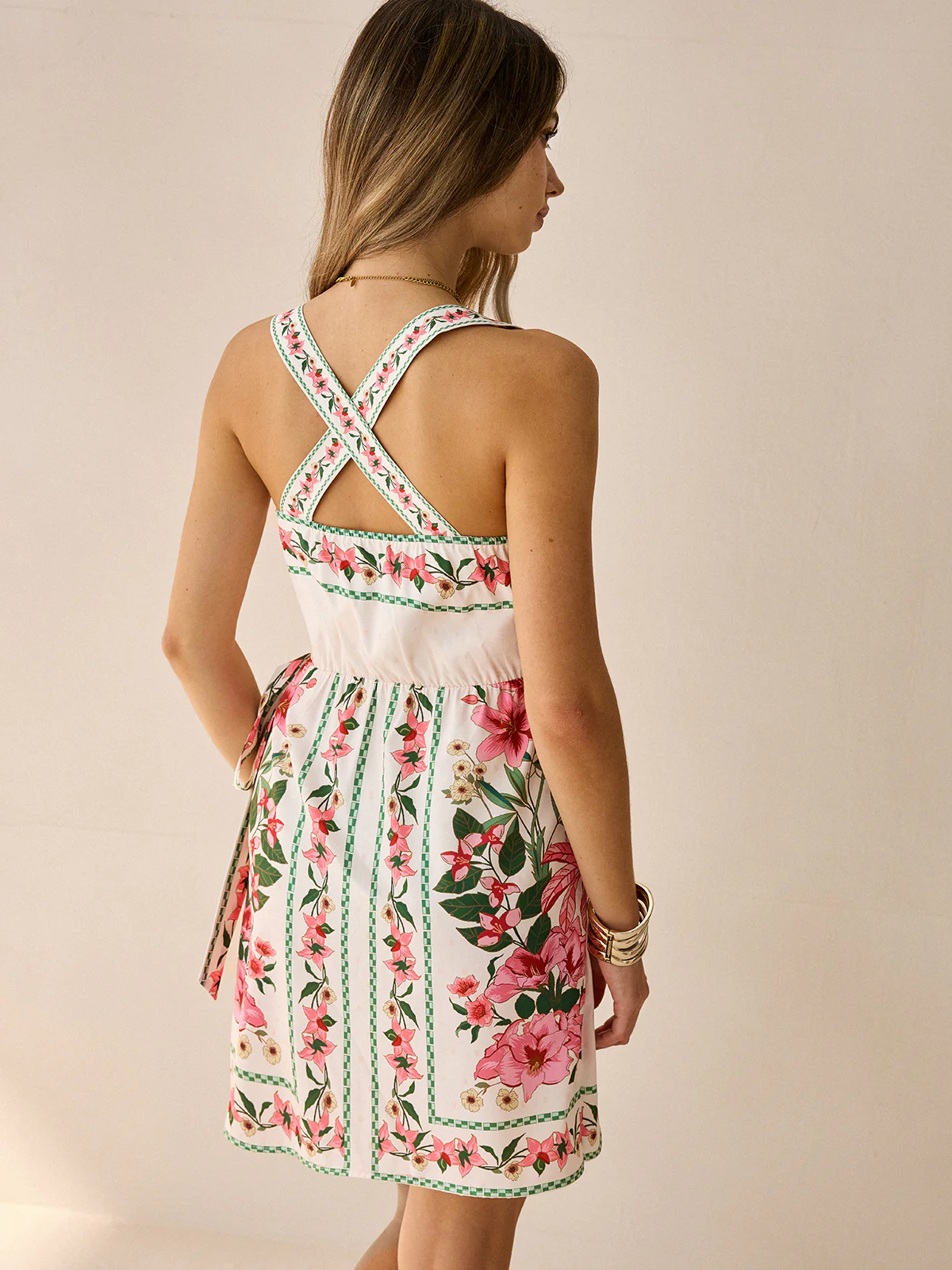 Floral Print Wrap Mini Dress - Image 5