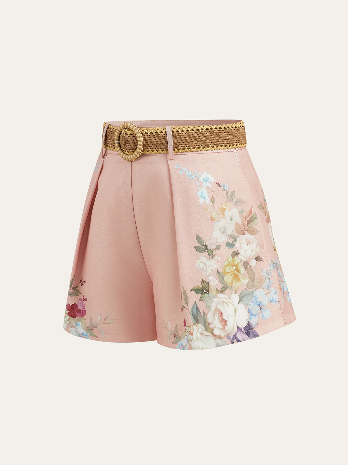 Floral Printed Belted Mid-Waist Shorts - Image 5