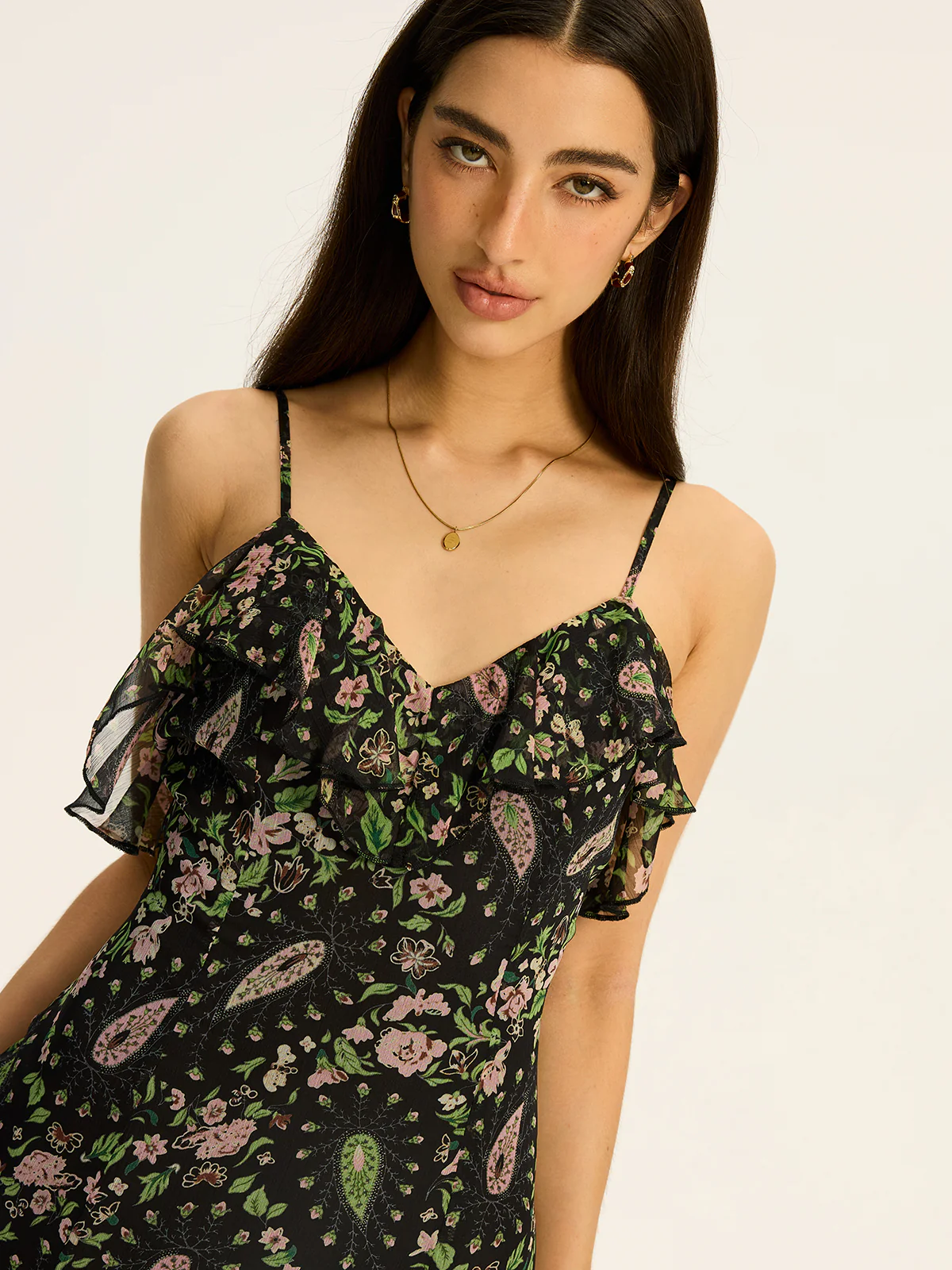 Floral Printed Chiffon Maxi Dress - Image 4