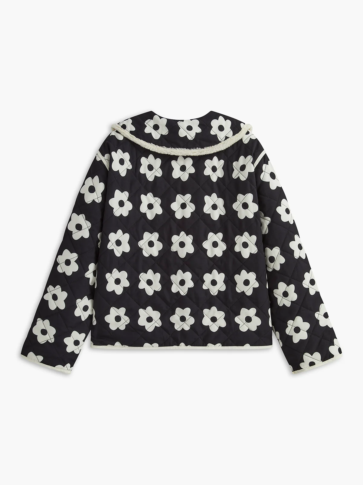 Floral Printed Lace Up Winter Coat - Image 4