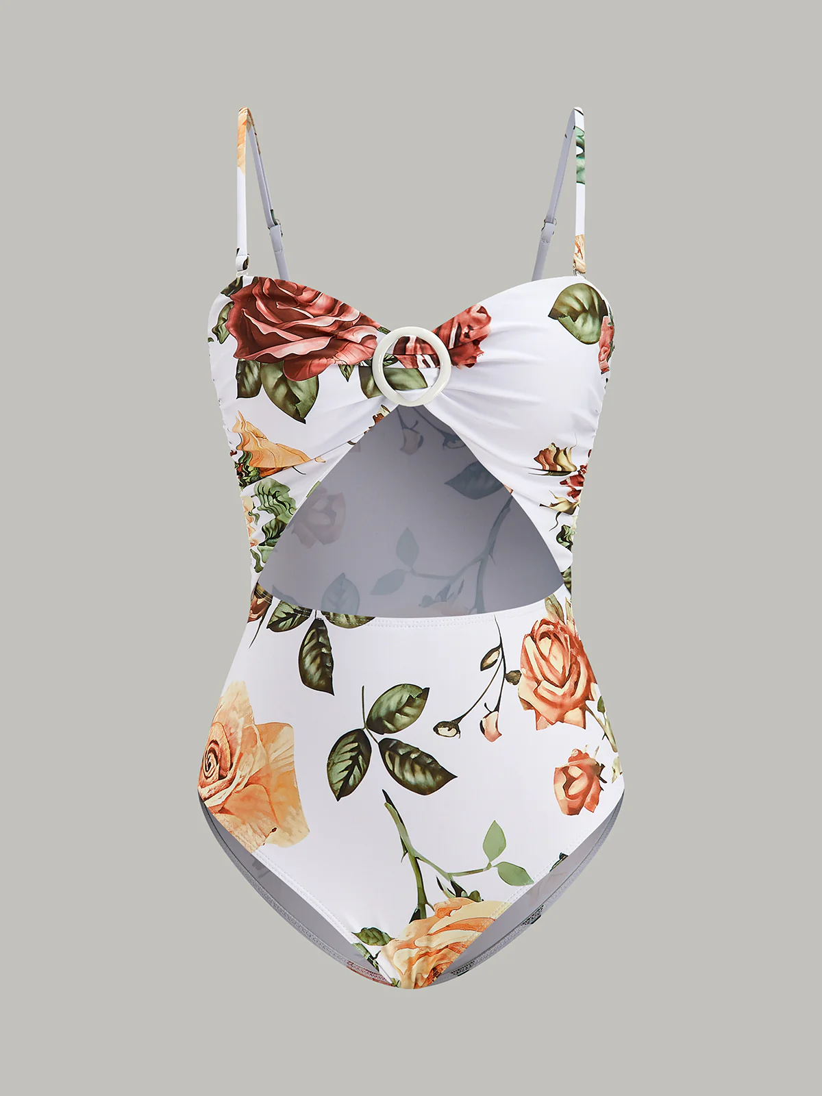 Floral Ring Cut-Out One-Piece Swimsuit