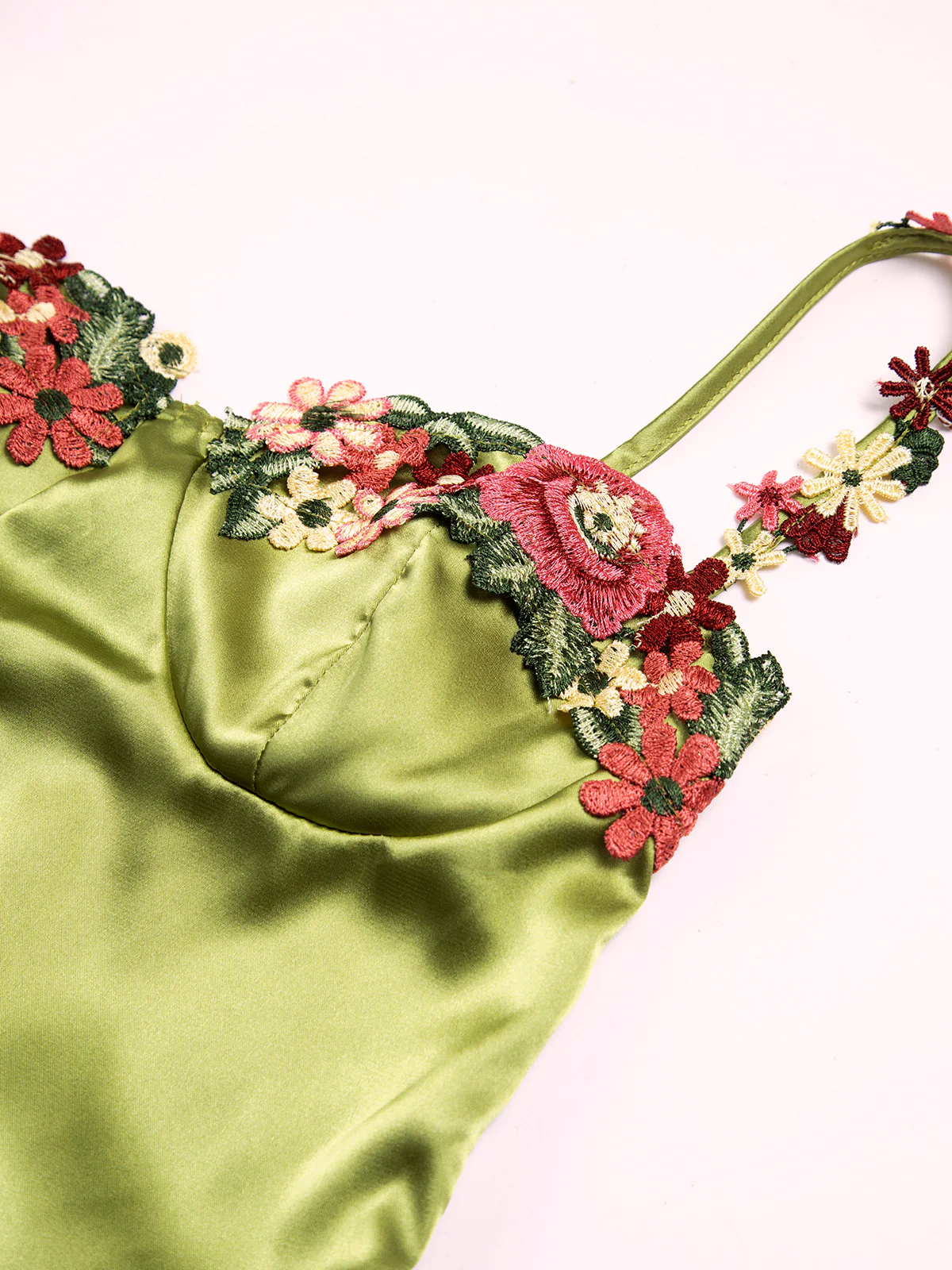 Floral Satin Short Dress - Image 4
