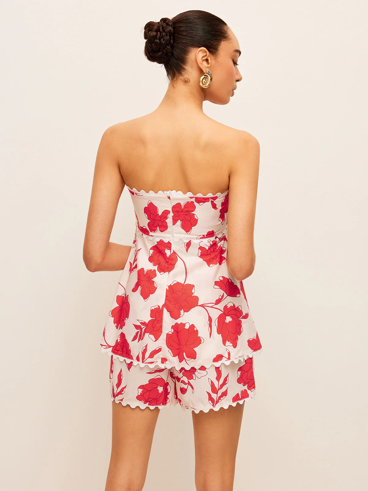 Floral Strapless Top With Pockets Shorts Set - Image 6