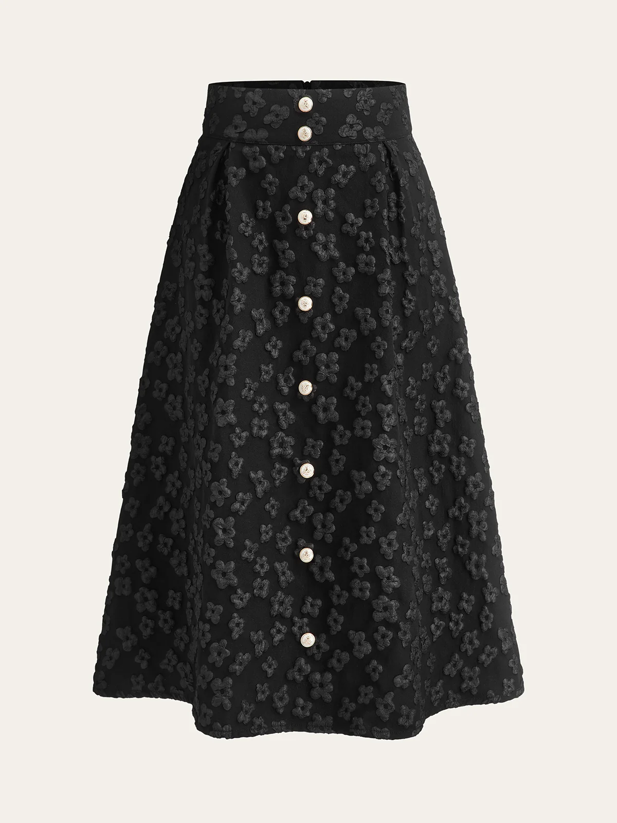 Floral Texture High Waist Skirt