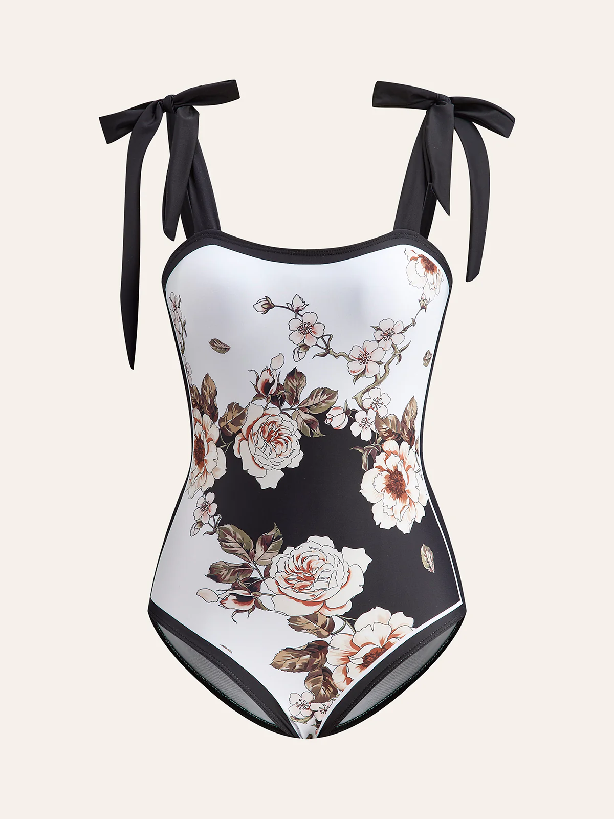 Floral Tie-Shoulder One-Piece Swimsuit With Cover-Up - Image 2