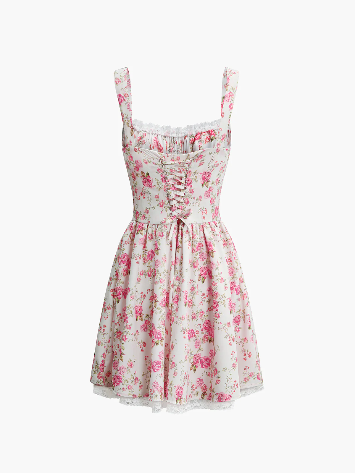 Floral Tie Waist Short Dress - Image 2