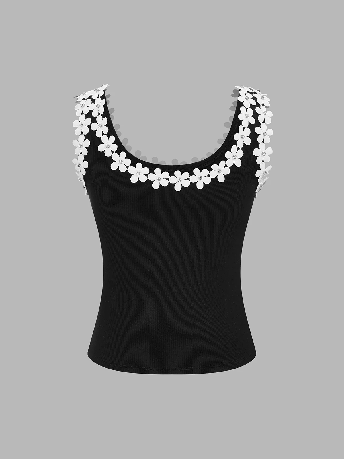 Floral Trim Ribbed Cami Top - Image 3