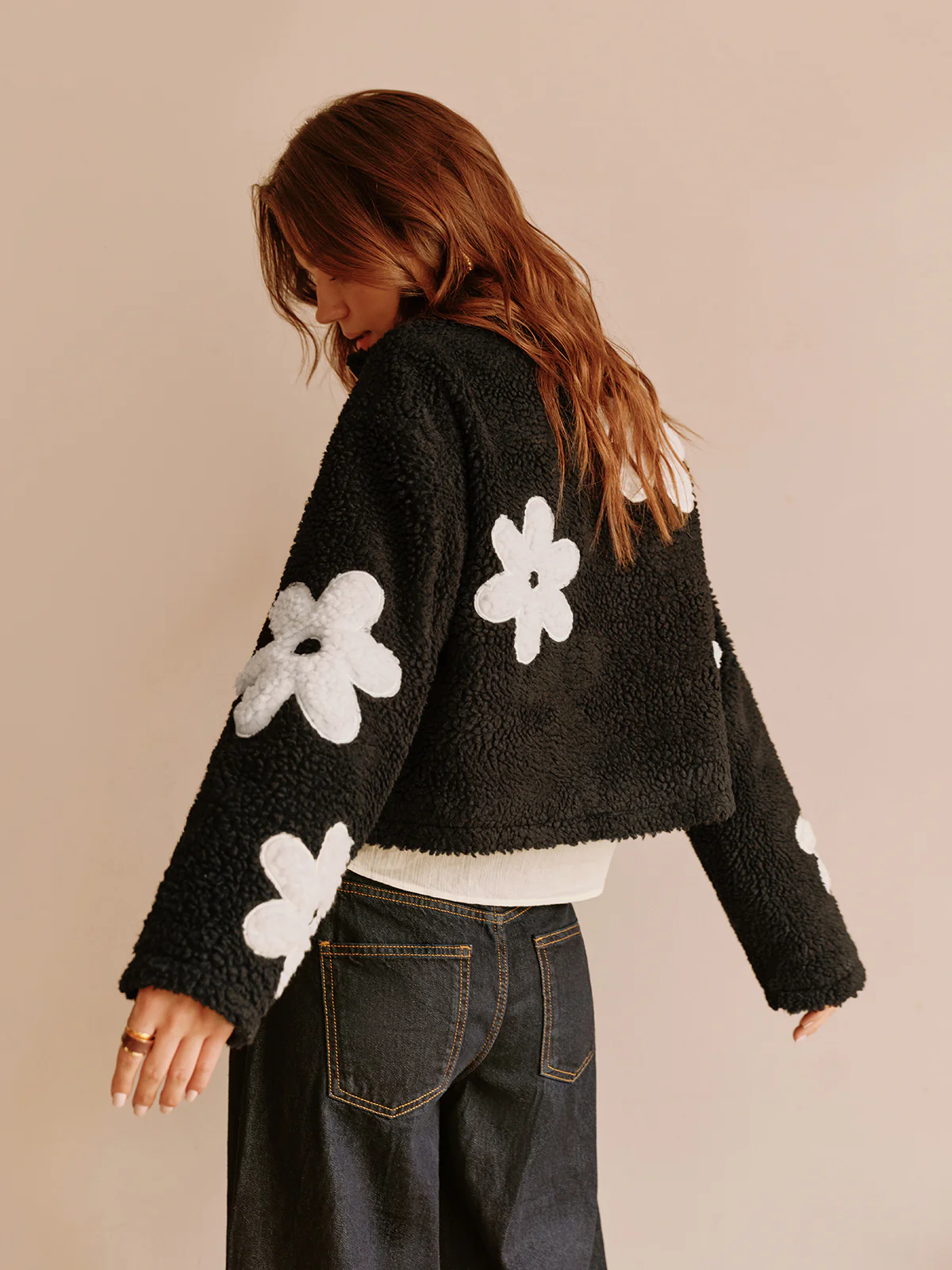 Floral Zipper Fleece Jacket - Image 5